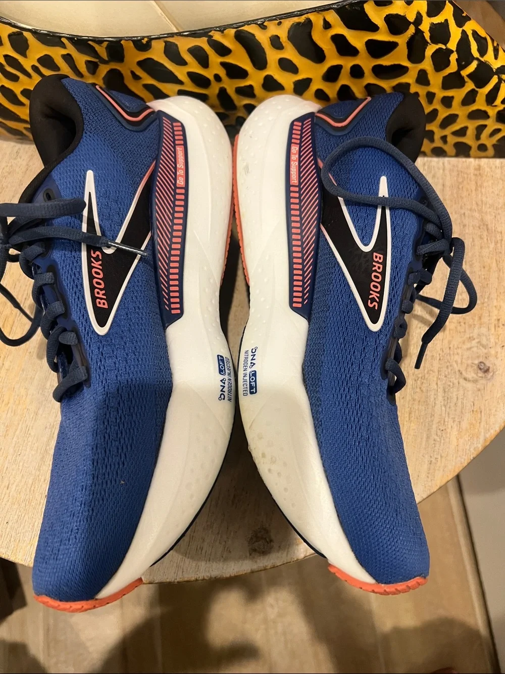 Brooks Glycerin 21 Women's Blue Running Shoes with Orange Accents Size 10.5